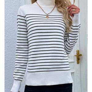 French Connection Striped Turtleneck Sweater L